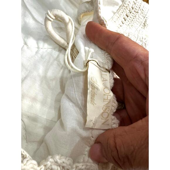 ULLA JOHNSON Gisella ruffled Ivory crocheted cotton-trimmed ramie midi dress 2 - Picture 5 of 15